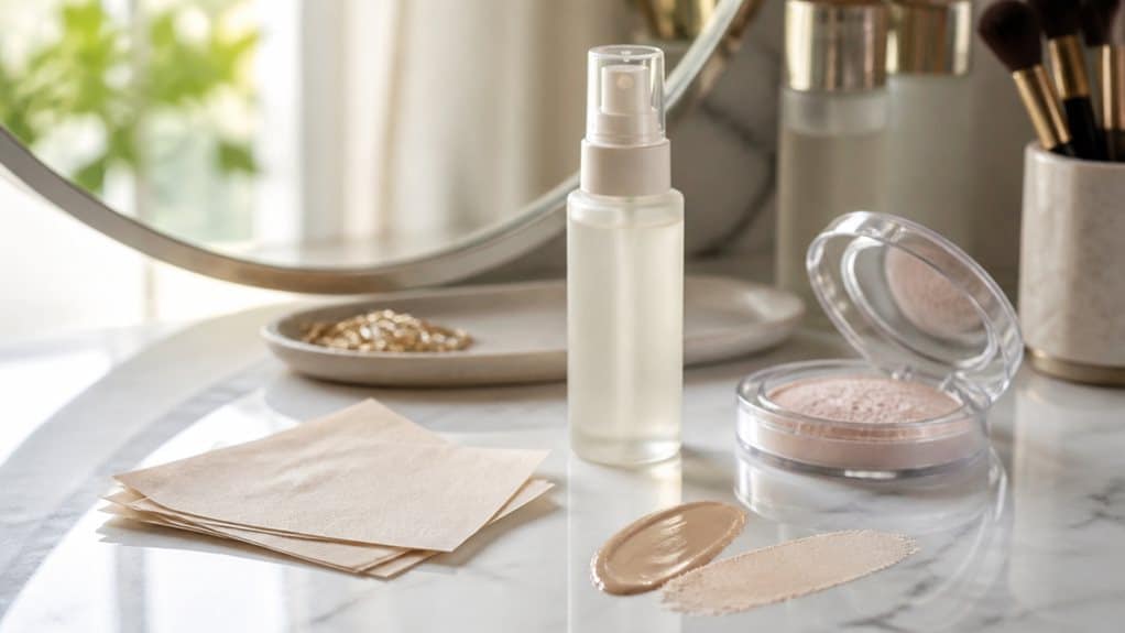 blot oil before powder